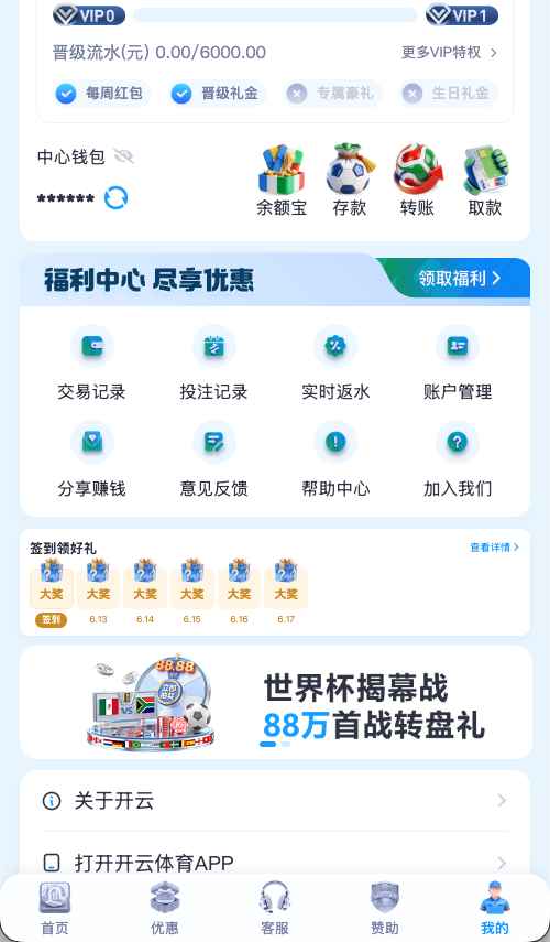 开云体育会员个人中心VIP等级查看